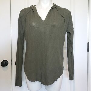 Wild Fable Olive Green Waffle Knit Hooded Thermal S